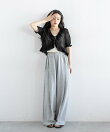【WOMENS】透かし編みフラワーフリルボレロカーディガン