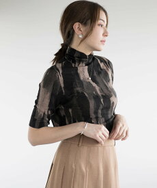 【SALE／40%OFF】DECADE CLASSIC 【DECADE CLASSIC】ウール100% 油絵 半袖ニットセーター ディケイドクラシック トップス ニット ブラウン【送料無料】