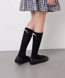 a.v.v [KIDS]バックリボンハイソックス アー・ヴェ・ヴェ 靴下・レッグウェア その他の靴下・レッグウェア ブラック グレー