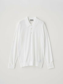JOHN SMEDLEY 長袖コットンニットクラシックポロシャツ ｜ FINCHLEY ｜ 30G EASY FIT ジョンスメドレー トップス ニット ホワイト【送料無料】