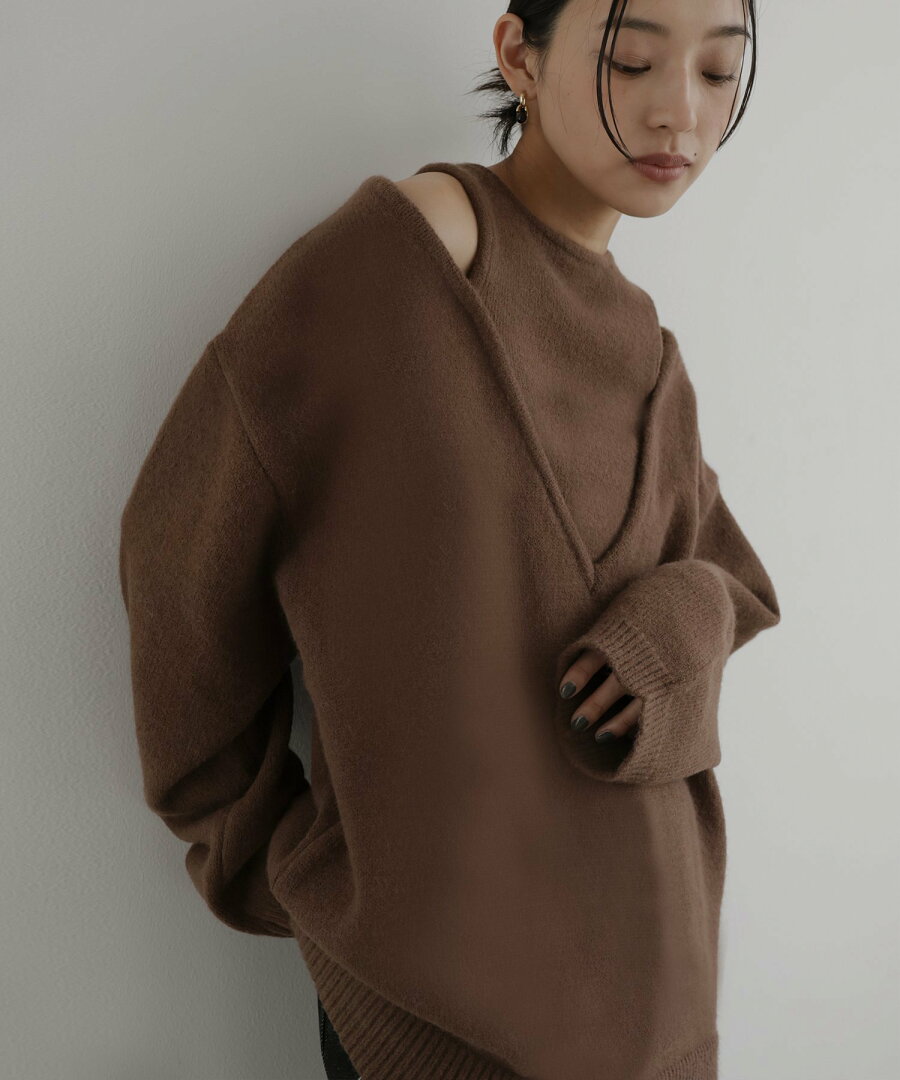 【SALE/30%OFF】hellam レイヤード風Vネックニット へラム トップス ニット グレー ブラウン【送料無料】 - メイン画像 10