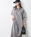硫化染スウェット5分袖ロングワンピース <大きいサイズ有>シックスタイル