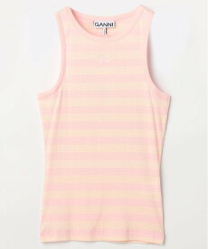 【SALE／30%OFF】GANNI Soft Cotton Rib Tank Top / A1050049 / ワンポイントロゴ 刺繍 リブニット タンク 26SS フリークスストア トップス ノースリーブ・タンクトップ ブルー ブラウン ピンク【送料無料】