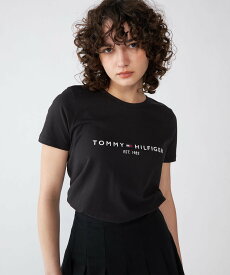 TOMMY HILFIGER (W)TOMMY HILFIGER(トミーヒルフィガー) ベーシックロゴTシャツ トミーヒルフィガー トップス カットソー・Tシャツ ホワイト ネイビー ブラック【送料無料】