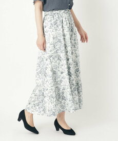 LAURA ASHLEY 【コットン100%/洗える】ヘレッド ブルームス柄スカート ローラ アシュレイ スカート ロング・マキシスカート ホワイト ブラック ブルー【送料無料】