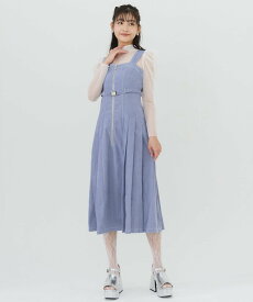 【SALE／60%OFF】REDYAZEL サイドプリーツジャンパースカート レディアゼル ワンピース・ドレス ジャンパースカート ブラック ブルー ネイビー【送料無料】