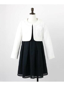 SHOO・LA・RUE 【110-130cm/3点セット/セレモニー/入卒】シアーボーダーワンピース シューラルー ワンピース・ドレス その他のワンピース・ドレス ホワイト ブラック【送料無料】