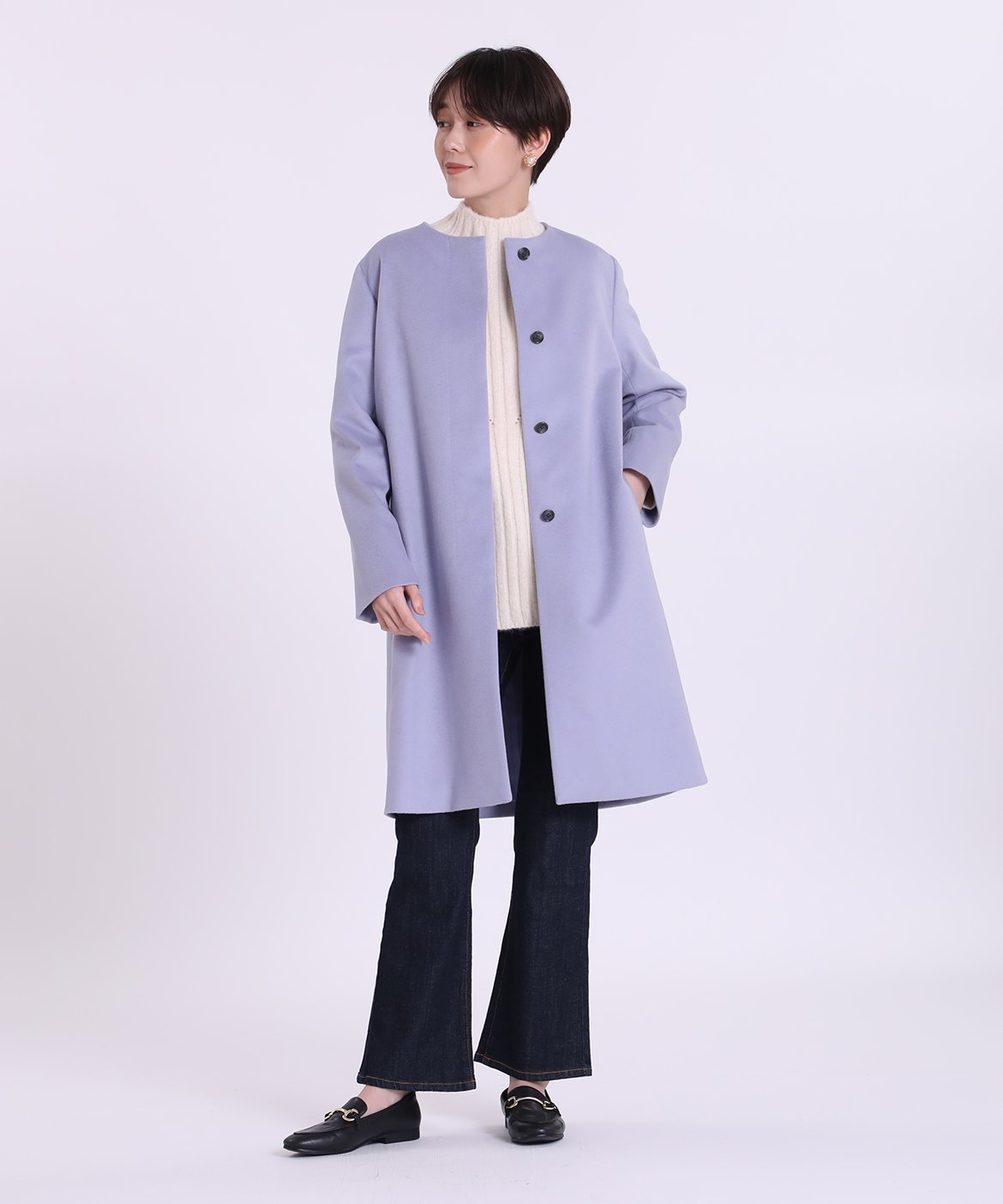 INED CLARO｜《WEB限定》ノーカラーカシミヤコート | Rakuten Fashion