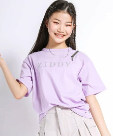 ZIDDY ロゴラインストーン肩開きTシャツ(130~160cm) ベベ オンライン ストア トップス カットソー・Tシャツ ブラック パープル