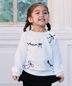 petit main ロゴ刺しゅう長袖Tシャツ ナルミヤオンライン トップス カットソー・Tシャツ ネイビー ピンク ベージュ