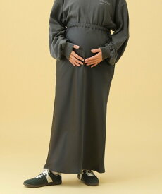 【SALE／50%OFF】LEPSIM 【産前・産後対応】マタニティ/サテンフレアスカート レプシィム マタニティウェア・ベビー用品 マタニティパンツ・スカート カーキグリーン グレー ブラック ブラウン
