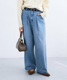 【SALE／60%OFF】le.coeur blanc タックワイドデニムパンツ ルクールブラン パンツ ジーンズ・デニムパンツ ブルー【送料無料】