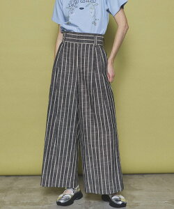 �ySALE�^30%OFF�zMAISON SPECIAL Stripe Tack Wide Silhouette Pants ���]���X�y�V���� �p���c �X���b�N�X�E�h���X�p���c �z���C�g �u���b�N�y���������z