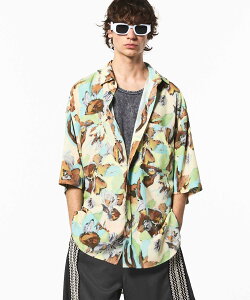 MAISON SPECIAL ORIGINAL GRAPHIC Prime-Over Regular Collar Short Sleeve Shirt Coat ���]���X�y�V���� �g�b�v�X �V���c�E�u���E�X�y���������z