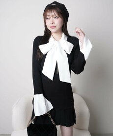 【SALE／40%OFF】LIP SERVICE LIP SERVICE/(W)フロントZIPニットプリーツワンピース リップサービス ワンピース・ドレス ワンピース レッド ブラック ブラウン【送料無料】