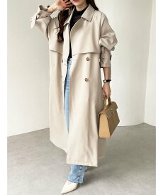 【SALE／18%OFF】GeeRA 上品オーバーサイズトレンチコート ジーラ ジャケット・アウター トレンチコート ベージュ ネイビー【送料無料】