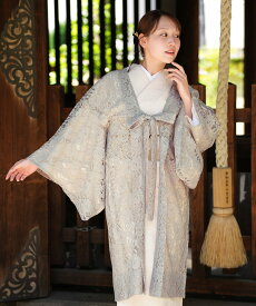 【SALE／20%OFF】Nico@ntique Nico @ntique/(W)レース羽織 紐付き 単品 ニコアンティーク フリーサイズ 国産生地 レディース グレー系 ウタタネ 着物・浴衣・和装小物 着物 グレー【送料無料】