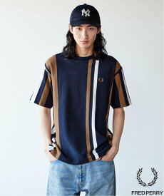 JOURNAL STANDARD 《予約》【FRED PERRY for JOURNAL STANDARD】ストライプピケ Tシャツ ジャーナル スタンダード トップス カットソー・Tシャツ グレー ネイビー レッド【送料無料】