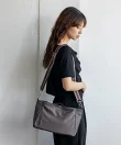 本革ハンドル2wayトートバッグ レディース ナイロン キャンバス