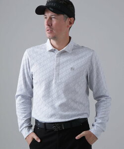 St ANDREWS SAロゴふくれジャガード長袖シャツ (MENS) セントアンドリュース トップス ポロシャツ ホワイト ブラック【送料無料】