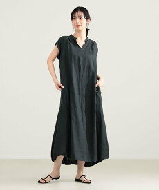 Demi-Luxe BEAMS TICCA / リネン フレンチスリーブ バルーン ワンピース デミルクス ビームス ワンピース・ドレス その他のワンピース・ドレス カーキグリーン ネイビー【送料無料】
