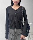 ☆【2026AW】『UVカット/Vネック』レイヤード風カーディガン