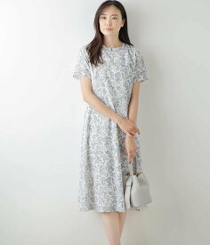 【SALE／30%OFF】NEWYORKER WOMEN L-SIZE 【L】フローラルプリント 半袖フレアワンピース ニューヨーカー エルサイズ ワンピース・ドレス ワンピース グリーン ブルー【送料無料】