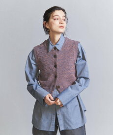 BEAUTY&YOUTH UNITED ARROWS フロントボタン ミックスカラー ニット ベスト -ウォッシャブル- ビューティー＆ユース　ユナイテッドアローズ トップス ニット オレンジ ブラック【送料無料】