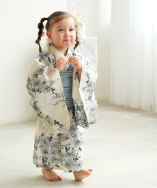 【SALE／29%OFF】ひよこ商店 ひよこ商店 kids 高級変わり織 男女兼用 ワンピース型子供浴衣 2点セット ウタタネ 着物・浴衣・和装小物 浴衣 ホワイト