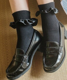 【SALE／10%OFF】Fun&Daily F&D:アンクルフリルソックス ファンアンドデイリー 靴下・レッグウェア 靴下 ブラック ホワイト