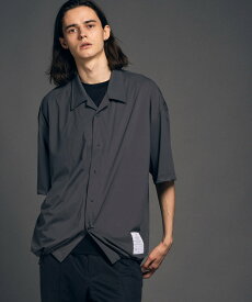 MAISON SPECIAL High Tension Prime-Over Short Sleeve Open Collar Draw Cord Shirt メゾンスペシャル トップス シャツ・ブラウス グレー ブラック【送料無料】