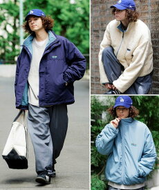 【SALE／31%OFF】FREAK'S STORE リバーシブルライナーセット 4way スタンドカラー ブルゾン / ナイロンフリース ライナーセット / 2枚セット 【限定展開】 25AW フリークスストア ジャケット・アウター ブルゾン・ジャンパー グレー ネイビー グリーン ベージュ 【送料無料】