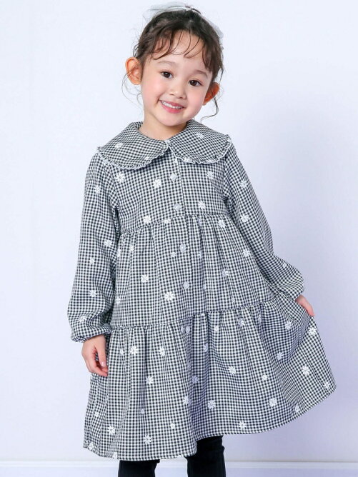 Bebe Online Store デニム チェック 花柄プリント ティアード ワンピース 90 130cm Rakuten Fashion 楽天ファッション 旧楽天ブランドアベニュー Dp4284