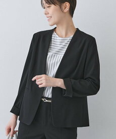 【SALE／60%OFF】INDIVI 【洗える/夏スーツ】ミニ千鳥柄ノーカラージャケット インディヴィ ジャケット・アウター ノーカラージャケット ブラック【送料無料】