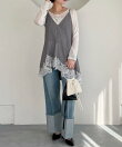 ターンアップデニムワイドパンツ