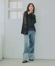 ターンアップデニムワイドパンツ