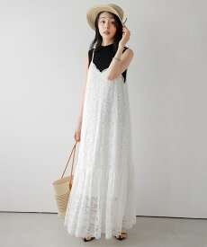 La-gemme 総レースキャミソールワンピース ラジュール ワンピース・ドレス ワンピース ブラック ホワイト【送料無料】