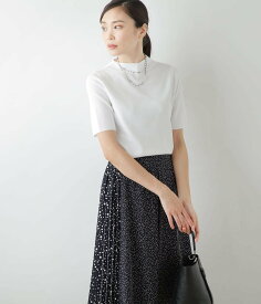 【SALE／35%OFF】NEWYORKER WOMEN ヴィスコースポリエステル 5分袖モックネックニットプルオーバー ニューヨーカー トップス ニット ホワイト ブラック ベージュ【送料無料】