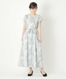 LAURA ASHLEY 【コットン100%/洗える】ヘレッド ブルームス柄ワンピース ローラ アシュレイ ワンピース・ドレス その他のワンピース・ドレス ホワイト ブラック ブルー【送料無料】