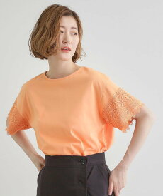 【SALE／45%OFF】grove 【洗える/二の腕カバー】上品なレースで叶える,きちんと見えの夏Tシャツ グローブ トップス カットソー・Tシャツ ホワイト グレー ブラック オレンジ