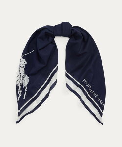 POLO RALPH LAUREN �R���g���X�g ���S & Big Pony �X�J�[�t �����t���[���� �t�@�b�V�����G�� �}�t���[�E�X�g�[���E�l�b�N�E�H�[�}�[ �l�C�r�[�y���������z