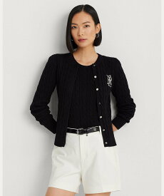 LAUREN RALPH LAUREN ケーブルニット コットン カーディガン ラルフローレン トップス カーディガン ブラック【送料無料】