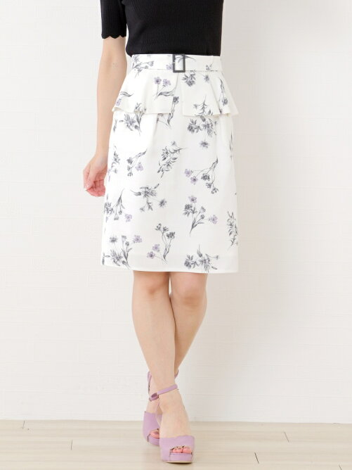 Misch Masch モノトーン花柄ペプラムスカート Rakuten Fashion 楽天