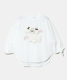 【SALE／50%OFF】GSC WOMENS SELECT libi se mi to/リビセミト もこもこ犬パッチ 袖リボン ロンTEE (WOMENS) ゴースローキャラバン トップス カットソー・Tシャツ ブラック ホワイト