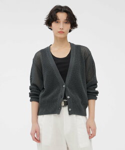 MARGARET HOWELL PAPER COTTON MESH KNITWEAR �}�[�K���b�g�E�n�E�G�� �g�b�v�X �J�[�f�B�K�� �O���[�y���������z
