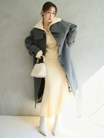 【SALE／50%OFF】FRAY I.D バルマカンロングコート フレイ アイディー ジャケット・アウター ダッフルコート ネイビー グレー【送料無料】