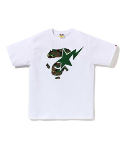 A BATHING APE GLITCH WOODLAND CAMO APE FACE STA TEE �A �x�C�V���O �G�C�v �g�b�v�X �J�b�g�\�[�ET�V���c �u���b�N �z���C�g�y���������z