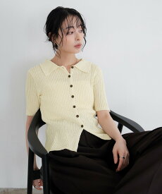 【SALE／10%OFF】LIAN ミックスサマーポロニット リアン トップス ニット ブラック イエロー ピンク ホワイト レッド【送料無料】
