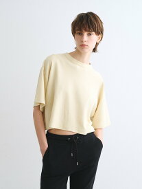 three dots Yogi cropped tee by Plax スリードッツ トップス カットソー・Tシャツ ホワイト イエロー【送料無料】