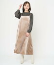 【小さいサイズ】ベロアキャミワンピース/前後2way/洗える